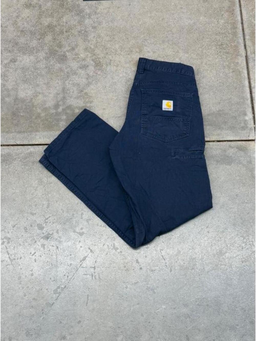 vintage carhartt faded navy relaxed baggy fit cargo pants size 28 x 30